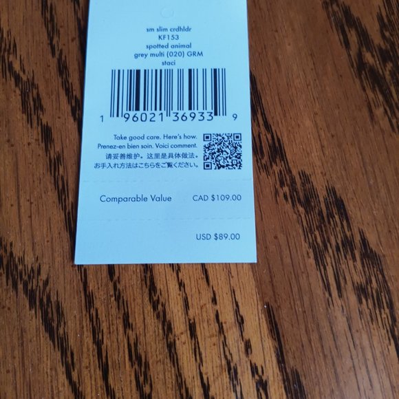 *Price Drop*New Kate Spade Staci Small Slim Card Holder, blk & gray animal print - Picture 4 of 6